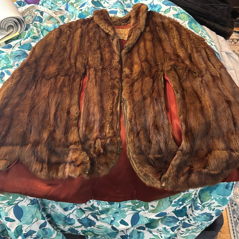 Gorgeous Brown Fur Coat GEORGE BENIOFF Oakland Reno San Francisco Sz L Shawl